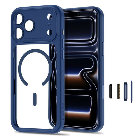 iPhone 18 Pro / 17 Pro Tech-Protect MagPeak Deksel - MagSafe Kompatibel - Mørkeblå / Gjennomsiktig