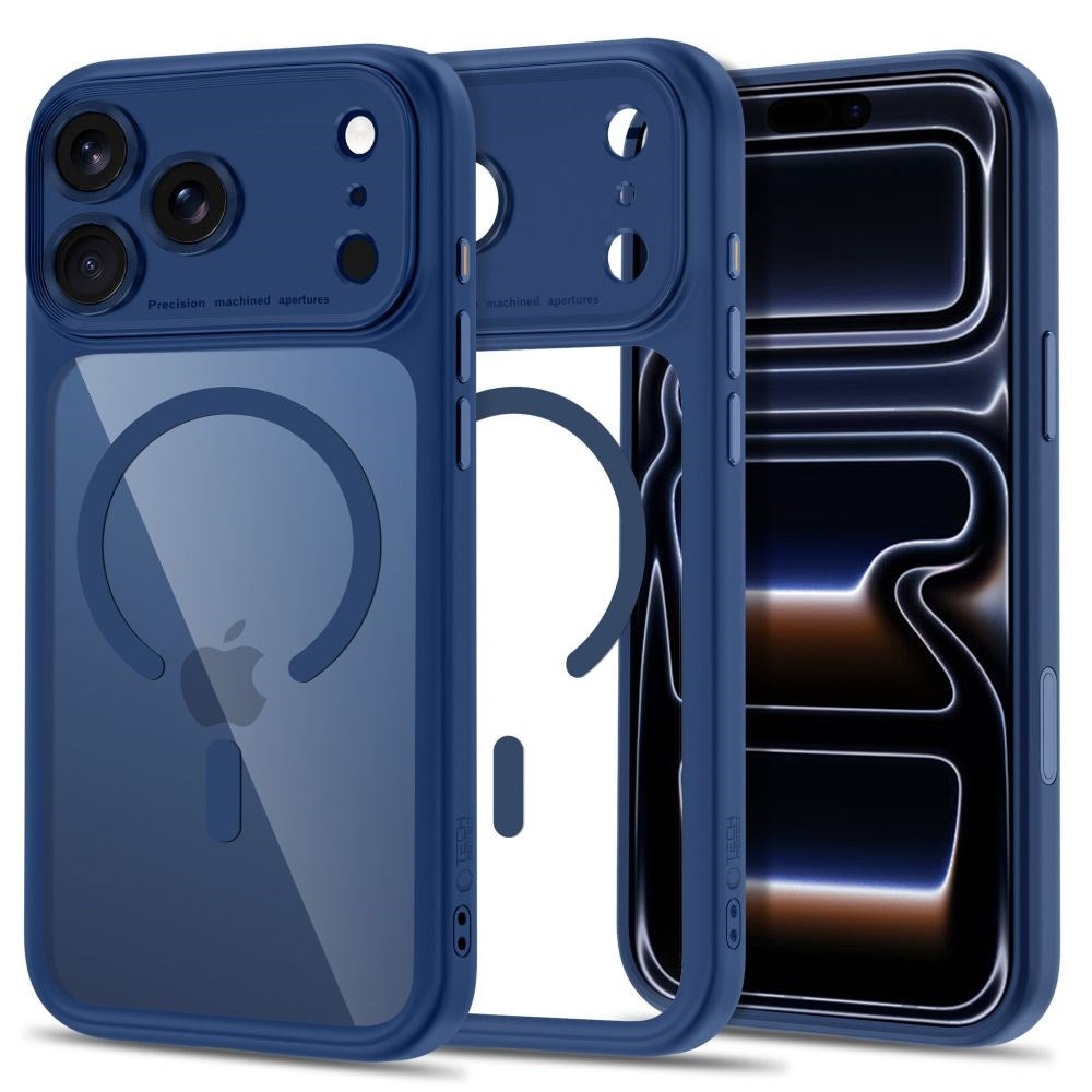 iPhone 18 Pro Max / 17 Pro Max Tech-Protect MagPeak Deksel - MagSafe Kompatibel - Mørkeblå / Gjennomsiktig