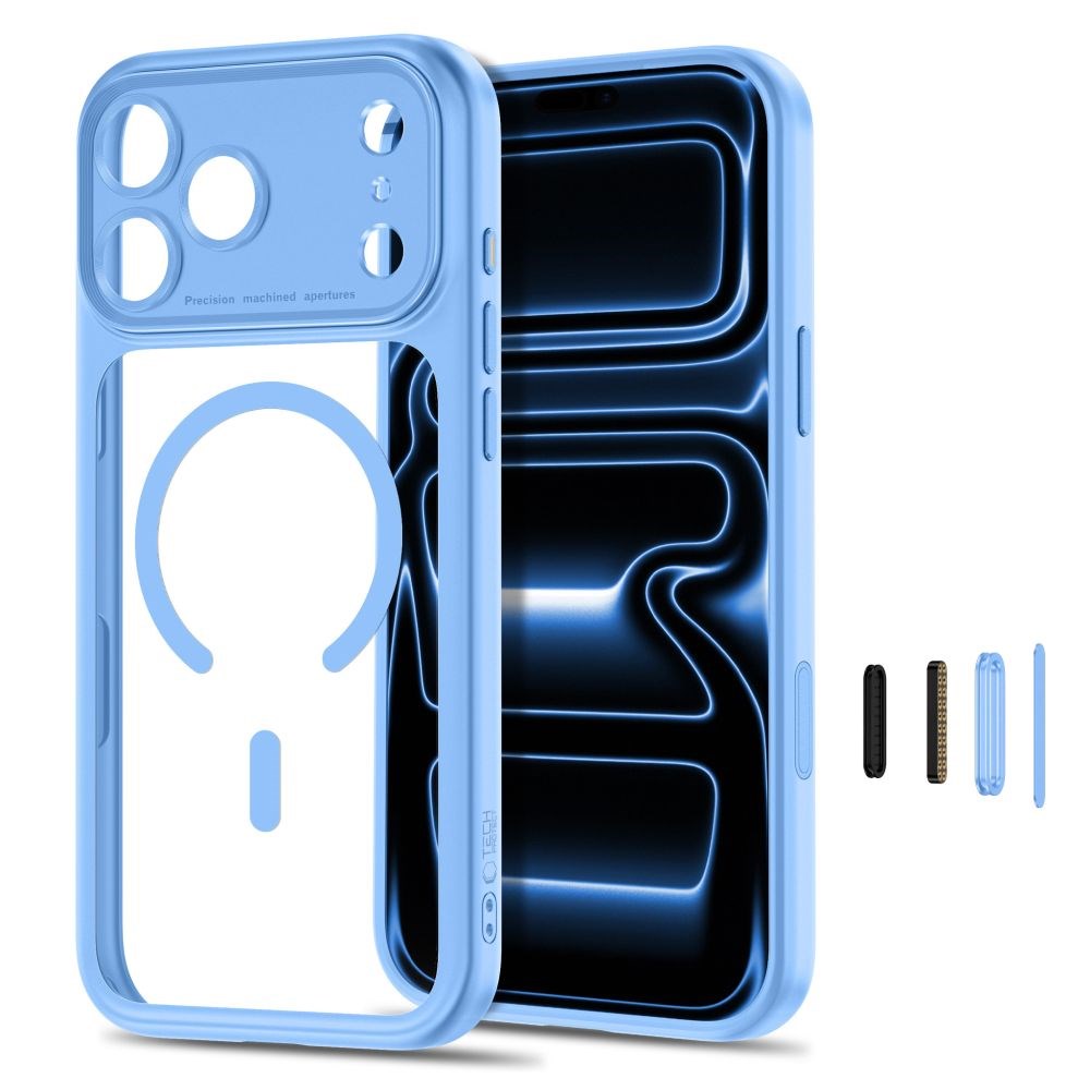 iPhone 18 Pro Max / 17 Pro Max Tech-Protect MagPeak Deksel - MagSafe Kompatibel - Lyseblå / Gjennomsiktig