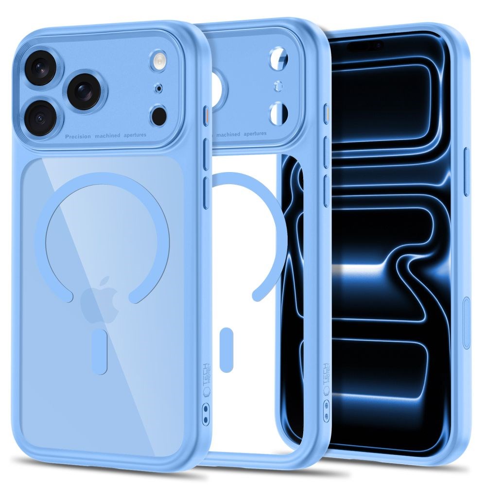 iPhone 18 Pro Max / 17 Pro Max Tech-Protect MagPeak Deksel - MagSafe Kompatibel - Lyseblå / Gjennomsiktig