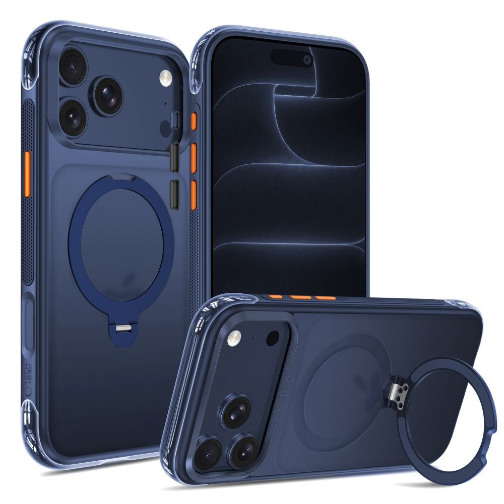 iPhone 18 Pro Max / 17 Pro Max Tech-Protect MagAir Stand Deksel med Kickstand - MagSafe Kompatibel - Matt Blå