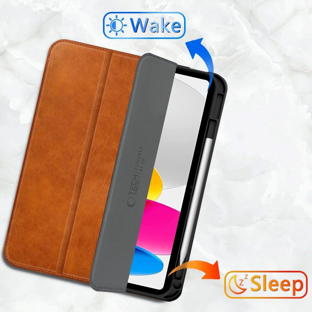 iPad 11" (2025) / 10.9" (2024 / 2022) Tech-Protect Fleece Flip Deksel - Brun