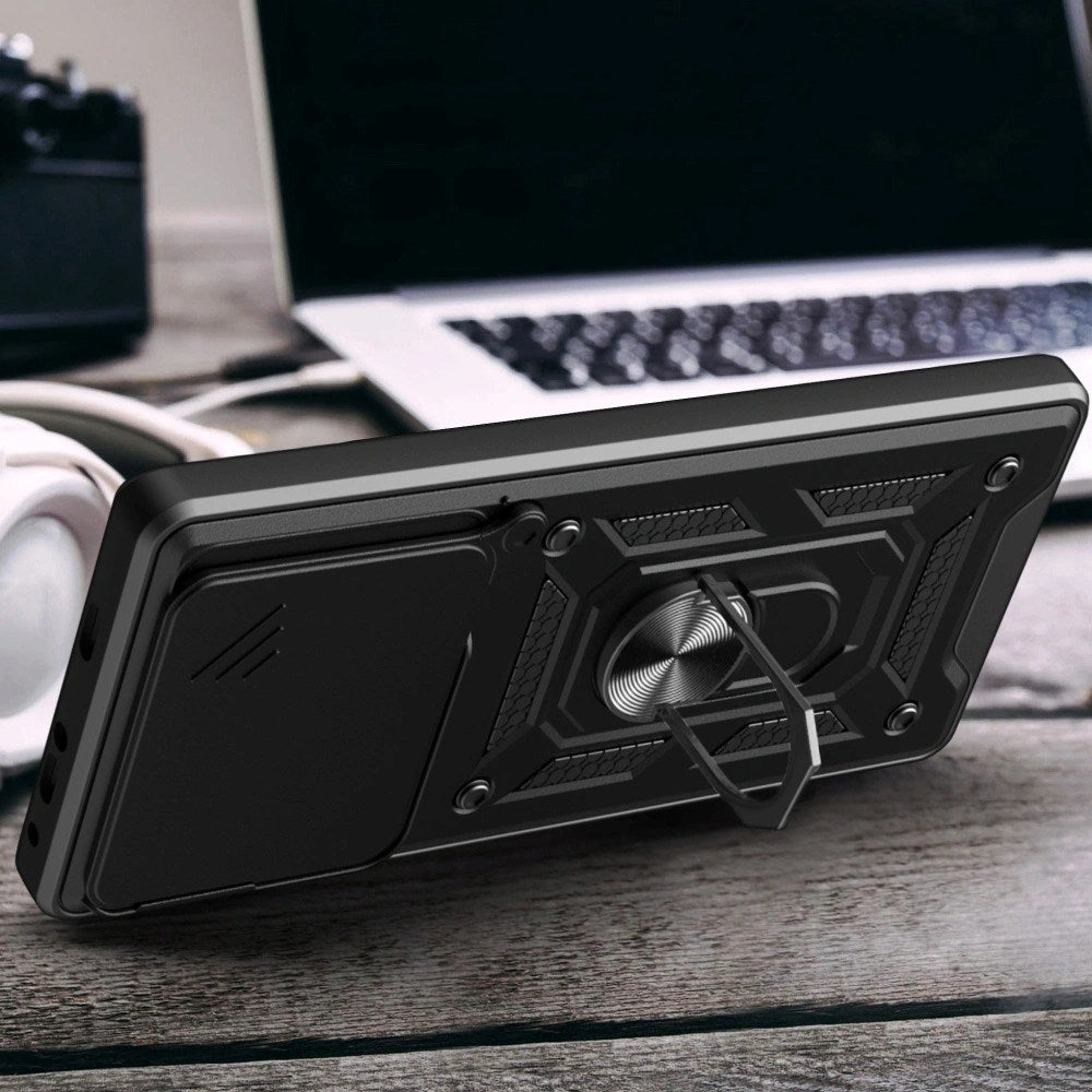 Xiaomi Redmi Note 15 Pro Tech-Protect Camshield Deksel med Magnetisk Ring & Stativfunksjon - Svart