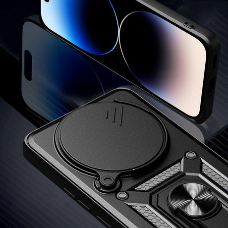 Xiaomi Redmi Note 14 Pro (5G) Tech-Protect Camshield Deksel med Magnetisk Ring og Stativfunksjon - Svart