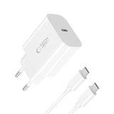 Tech-Protect 20W Vegglader m. 1 x USB-C Kabel – Hvit