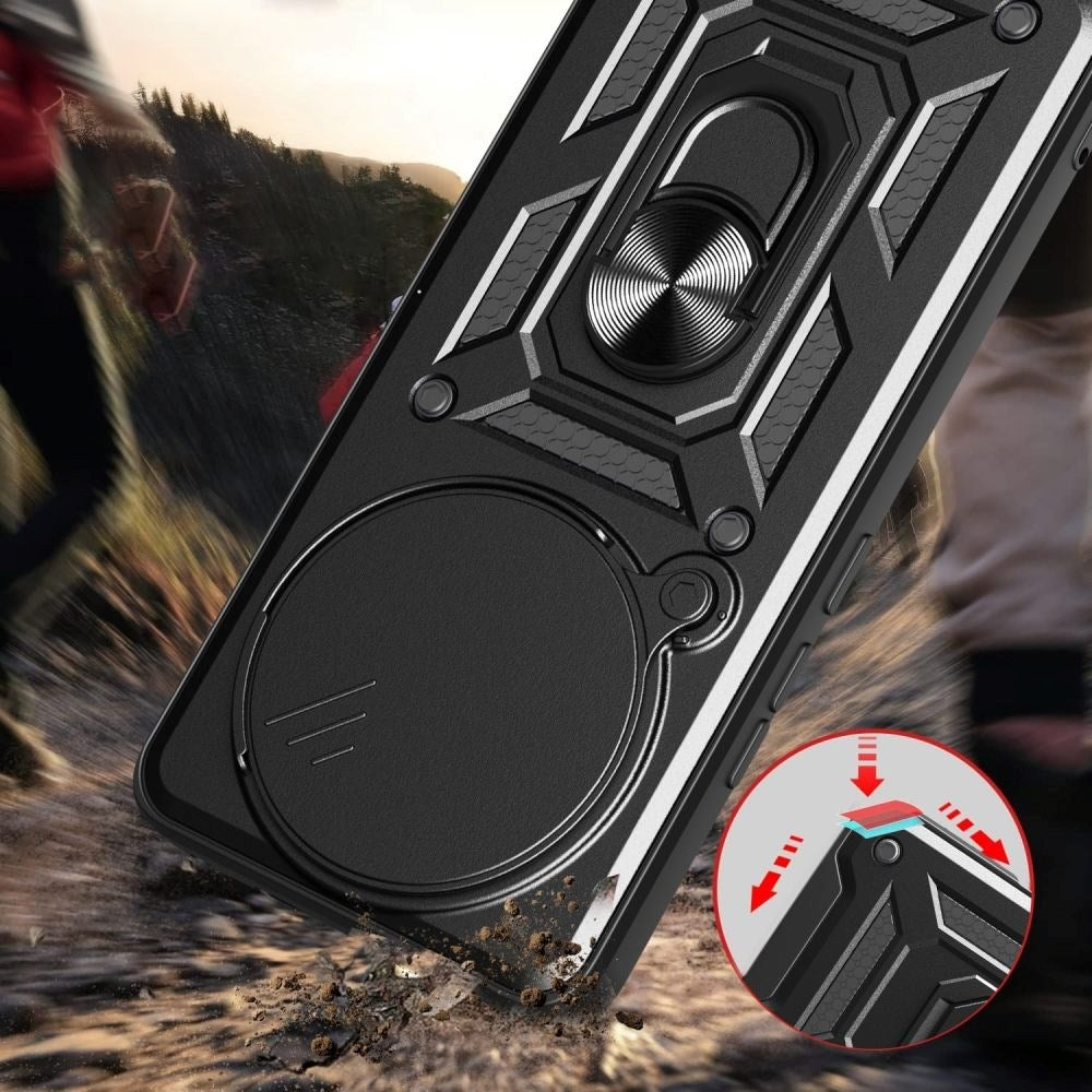 Xiaomi Redmi Note 14 Pro+ Tech-Protect Camshield Deksel med Magnetisk Ring og Stativfunksjon - Svart