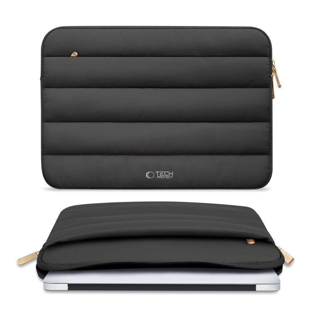 Tech-Protect Fluffy MacBook / Laptop 13-14" (25 x 35 cm) Sleeve med Ekstra Glidelåslomme - Svart