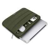 Tech-Protect Fluffy MacBook / Laptop 13-14" (25 x 35 cm) Sleeve med Ekstra Glidelåslomme - Mørkegrønn