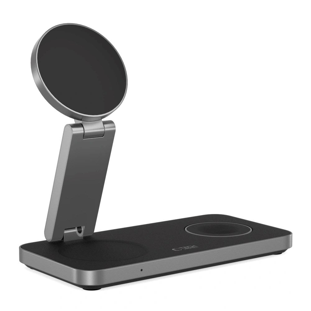 Tech-Protect 3-i-1 Magnetisk Trådløs Lader - MagSafe Kompatibel - 15W - Svart