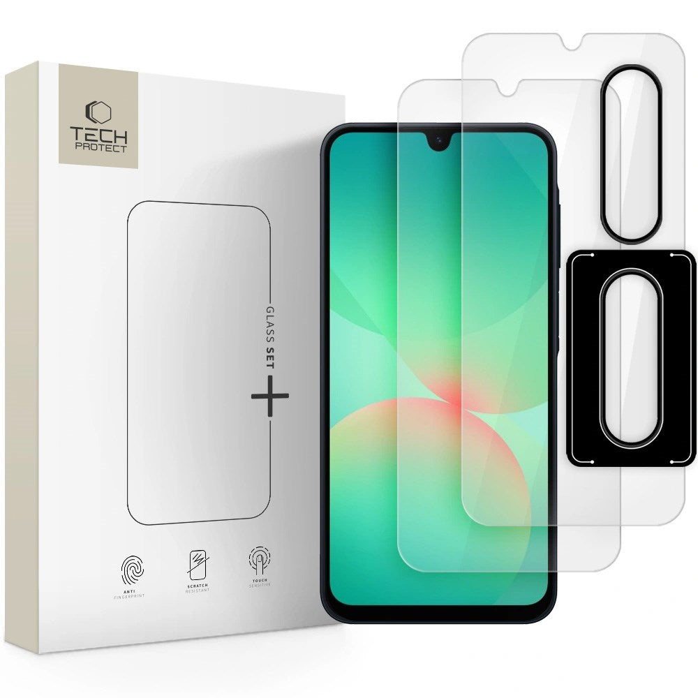 Samsung Galaxy A26 (5G) Tech-Protect Glass Set+ Beskyttelsessett m. Herdet Skjermbeskyttelsesglass & Herdet Kameralinsebeskyttelsesglass - 3 stk - Gjennomsiktig