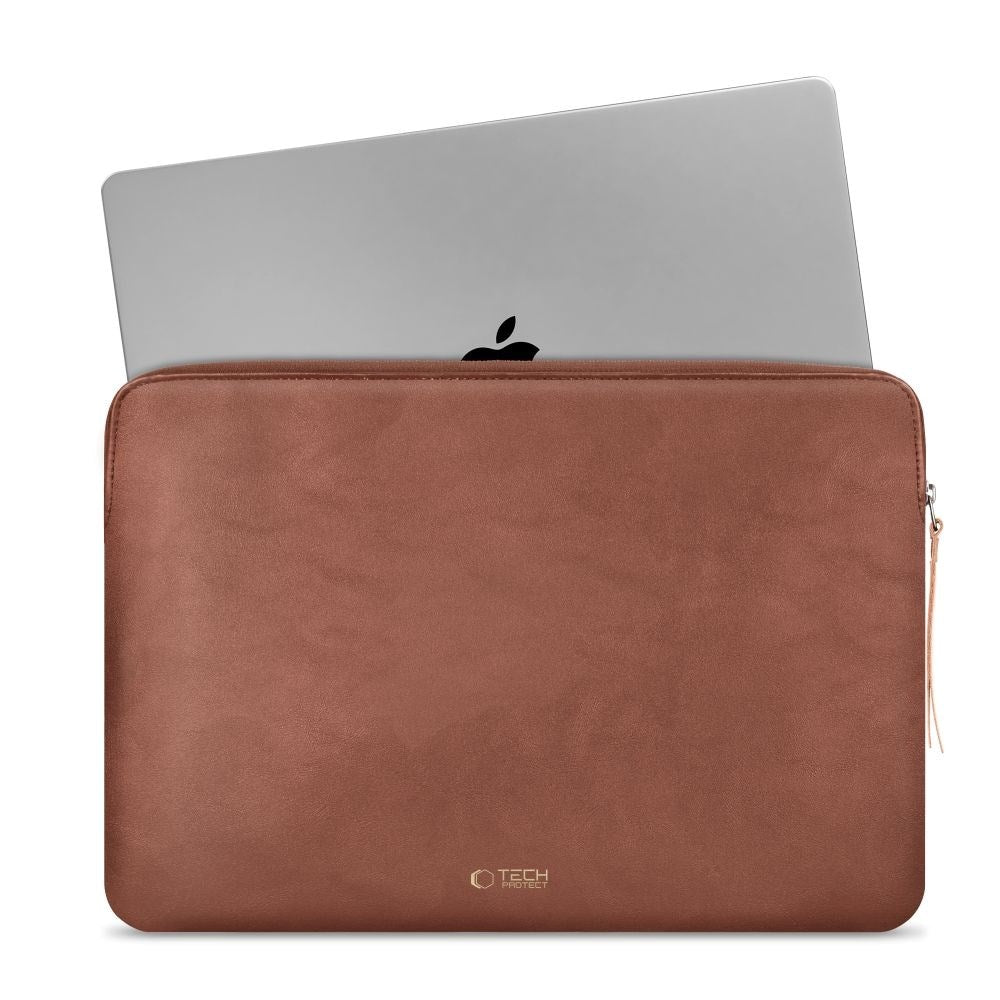 Tech-Protect MacBook / Laptop 15-16" Kunstskinn Sleeve med Fôret Innside - Brown