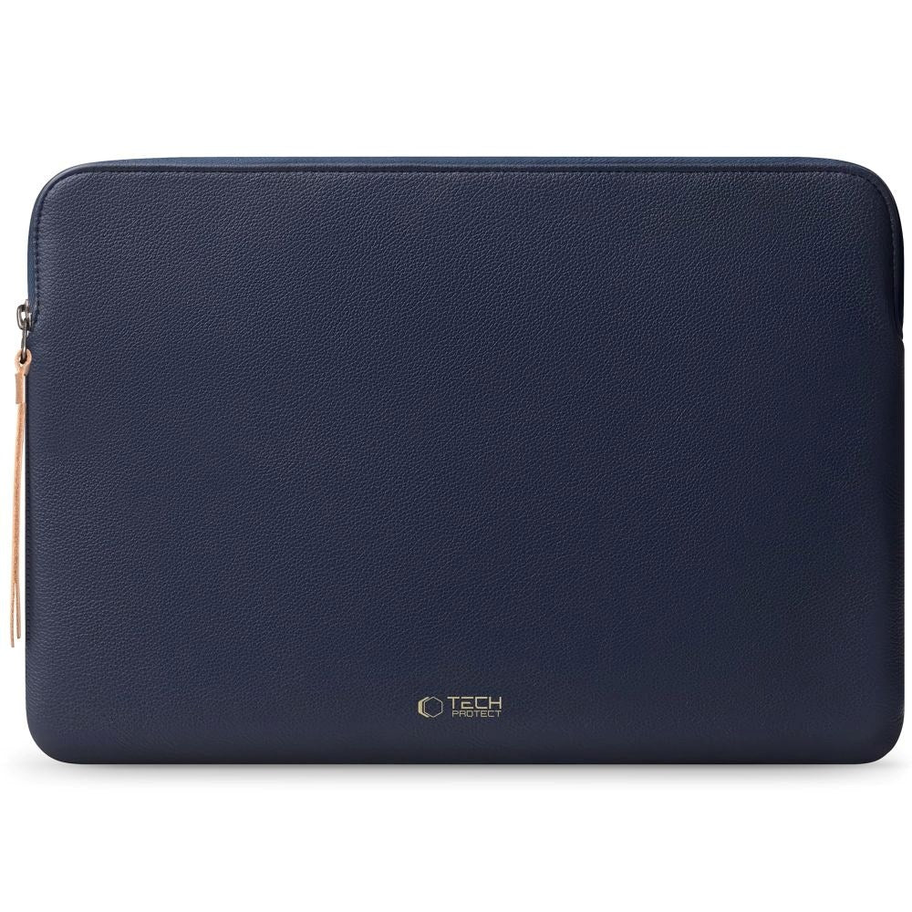Tech-Protect MacBook / Laptop 15-16" Kunstskinn Sleeve med Fôret Innside - Navy Blue