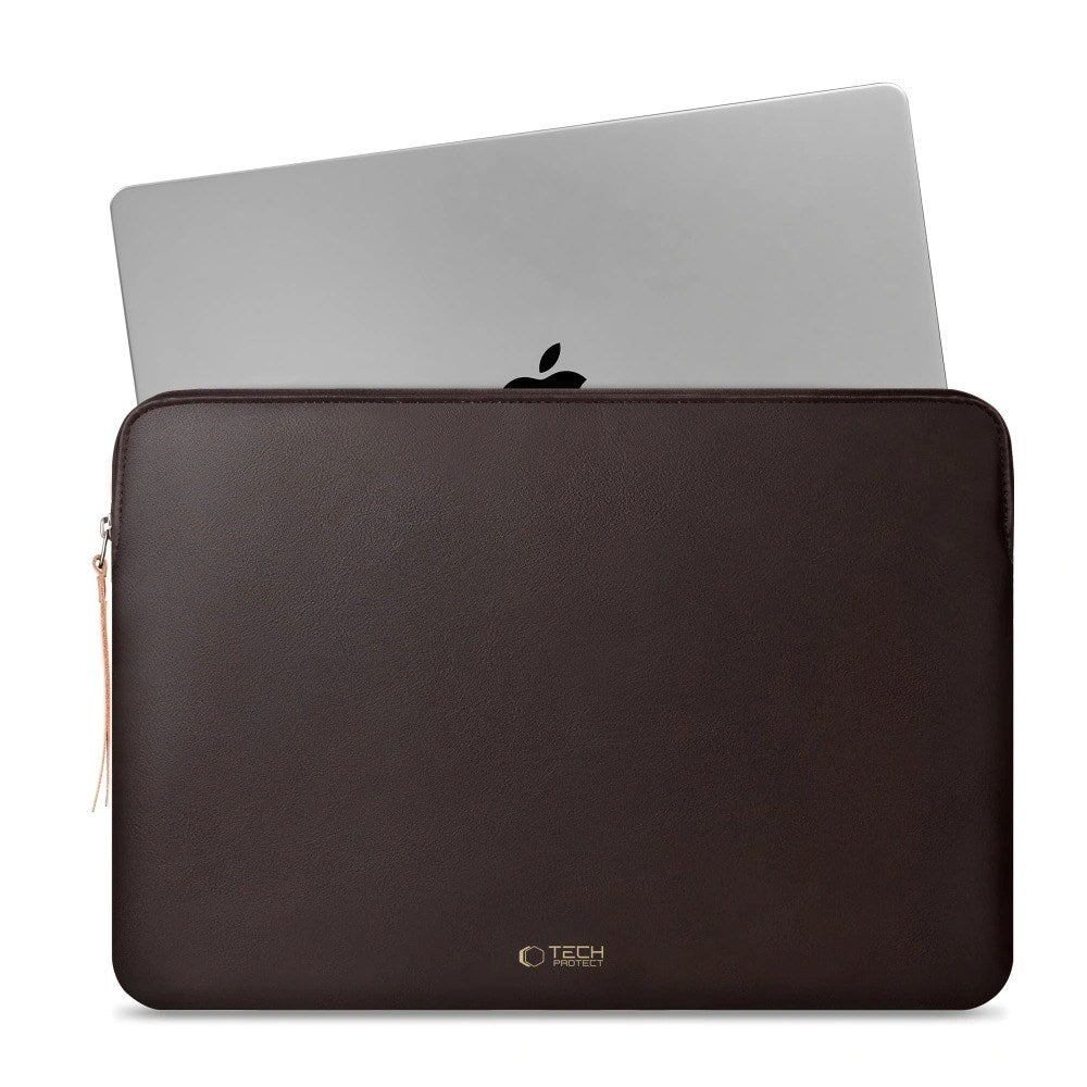 Tech-Protect MacBook / Laptop 15-16" Kunstskinn Sleeve med Fôret Innside - Chocolate