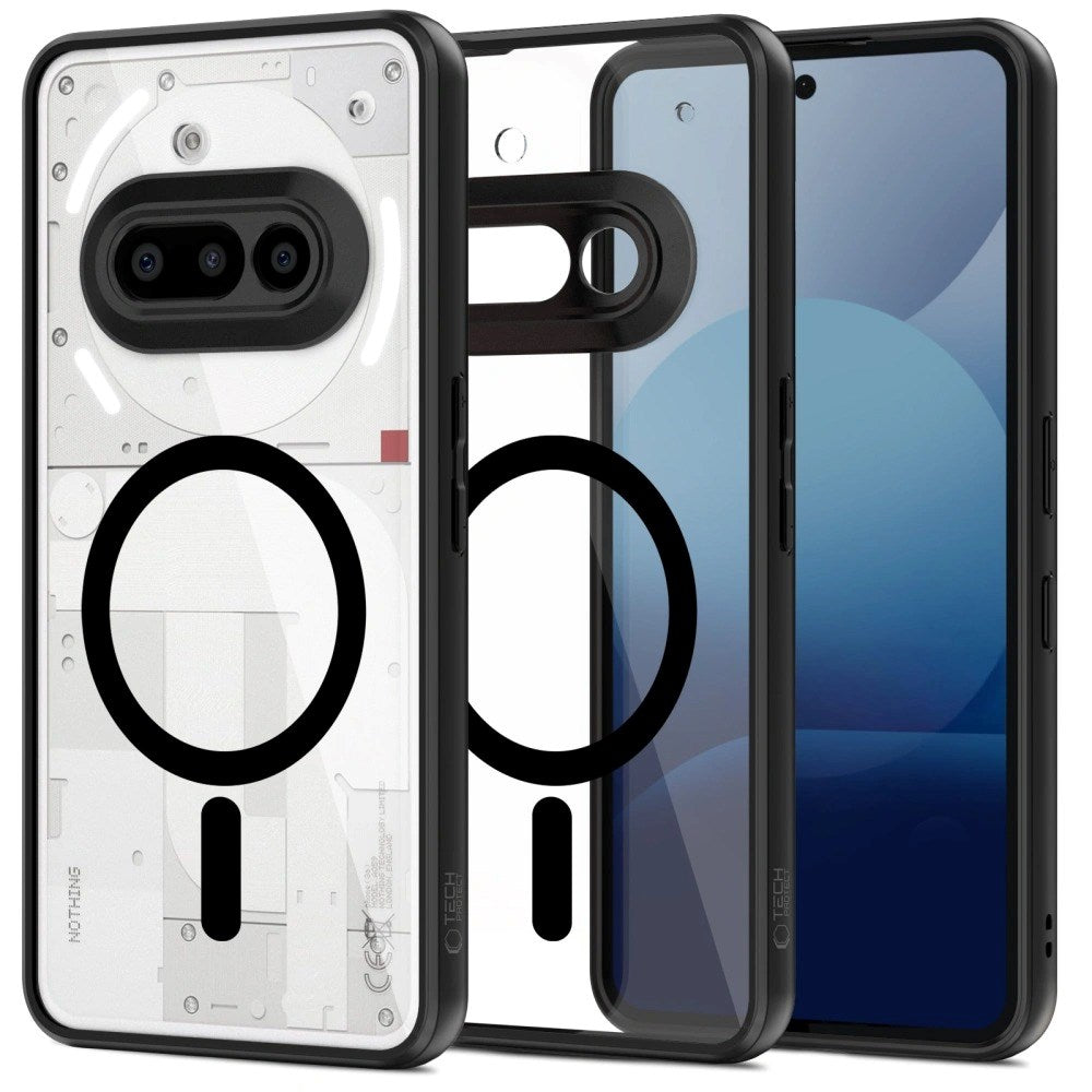 Nothing Phone (3a) Tech-Protect Magmat Deksel - MagSafe Kompatibel - Gjennomsiktig / Svart