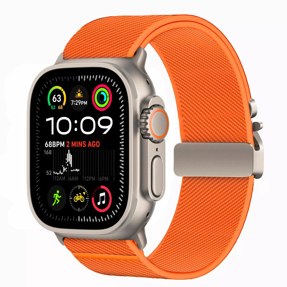 Apple Watch (42 / 44 / SE / 45 / 46 / 49mm) Tech-Protect Nylon Rem m. Metallås - Oransje