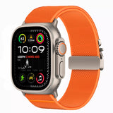 Apple Watch (42 / 44 / SE / 45 / 46 / 49mm) Tech-Protect Nylon Rem m. Metallås - Oransje
