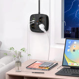 Tech-Protect Multifunksjonell Strømskinne med 3 x Uttak / 2 x USB-A / 2 x USB-C - 2m - Svart