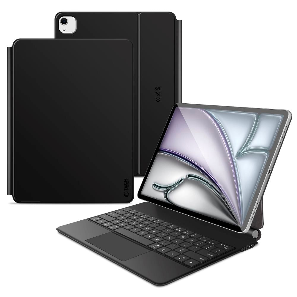 iPad Air 13" (2025/2024) / Pro 12,9" (2022/2021/2020) Tech-Protect Deksel med Engelsk Tastatur - Svart
