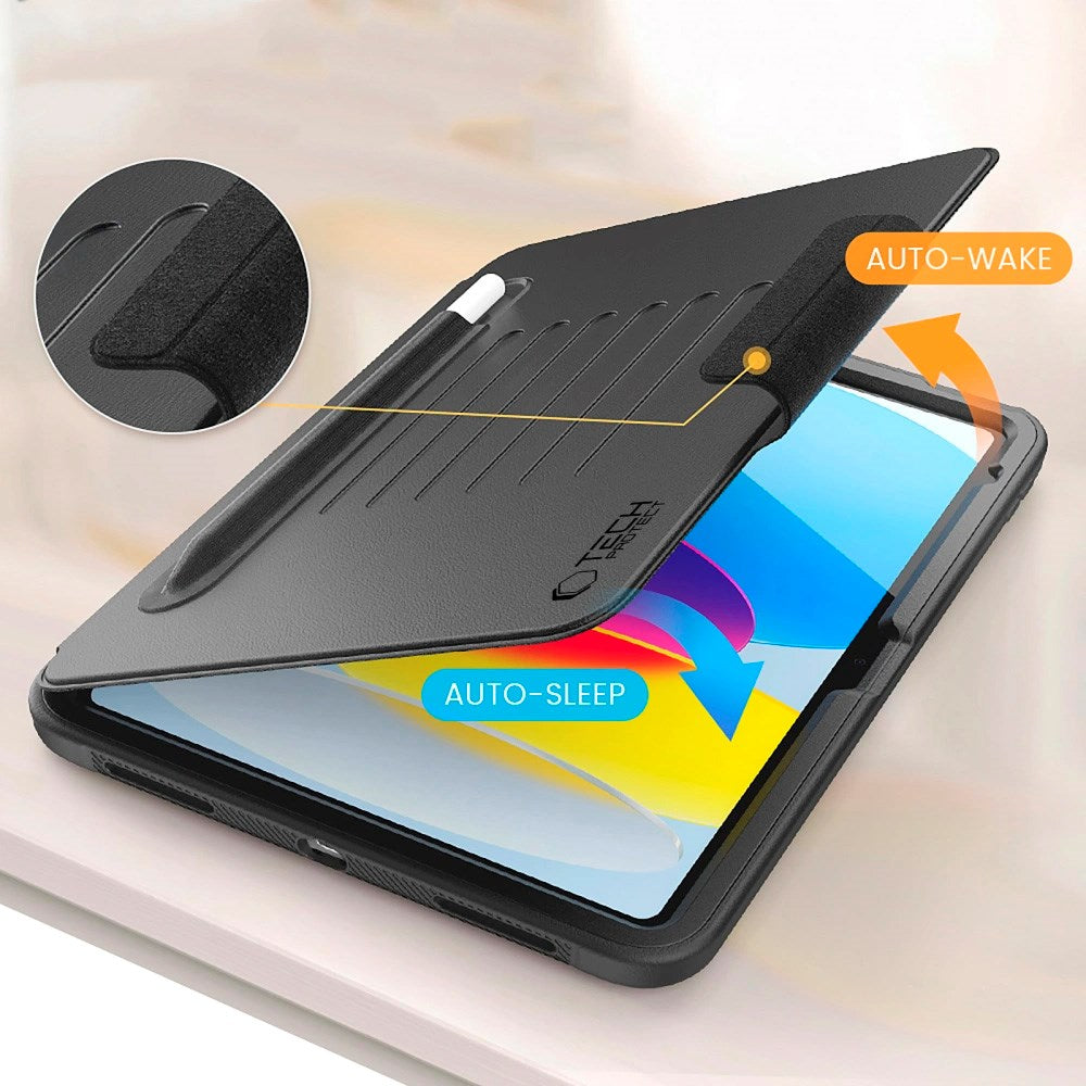 iPad 11" (2025) / iPad 10.9" (2024 / 2022) Tech-Protect Flip Deksel m. Kortholder & Penn Holder - Svart