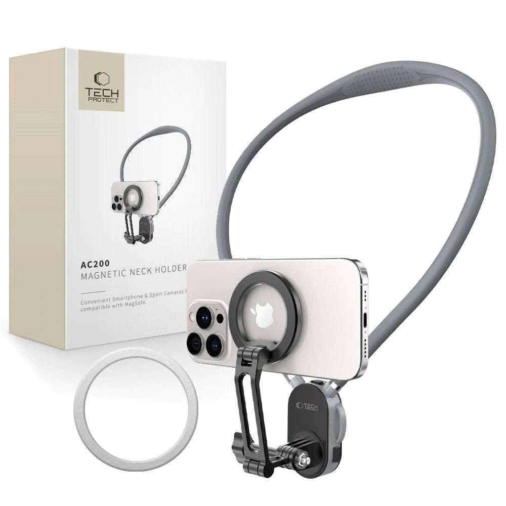 Tech-Protect Magnetisk Halsstropp for Mobil / GoPro Kamera / DJI Kamera - MagSafe Kompatibel - Grå