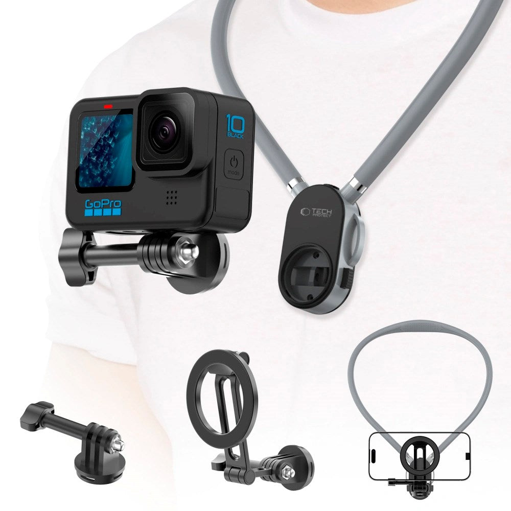 Tech-Protect Magnetisk Halsstropp for Mobil / GoPro Kamera / DJI Kamera - MagSafe Kompatibel - Grå