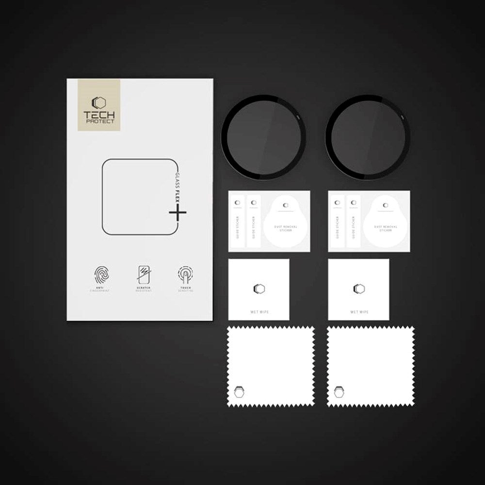 Garmin Vivoactive 6 Tech-Protect Glass Flex+ Skjermbeskytter - 2 stk - Gjennomsiktig / Svart