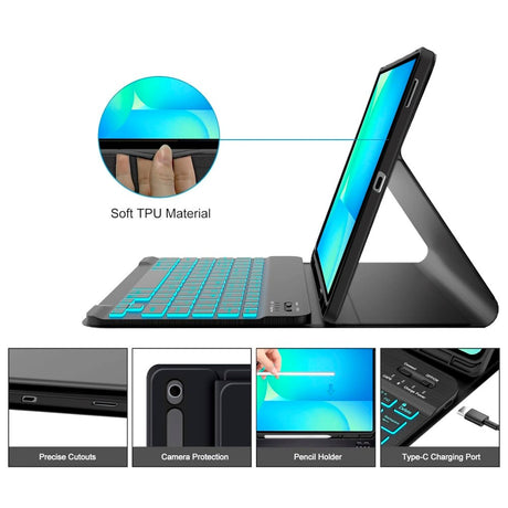 Samsung Galaxy Tab S10 FE+ (Plus) Tech-Protect Deksel med Engelsk Tastatur - Svart