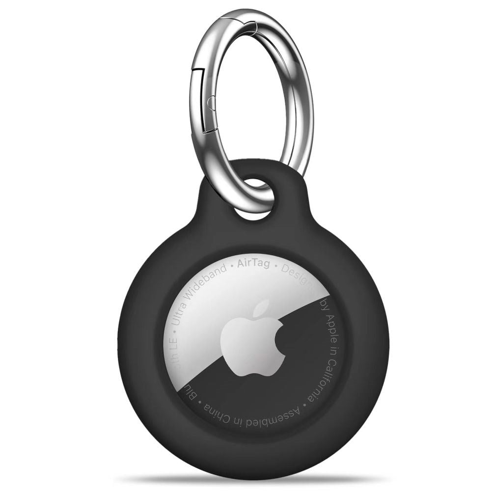 Apple AirTag 1. & 2. Gen. Tech-Protect Rough Plast Deksel m. Karabinkrok - 4 stk - Svart