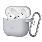 Tech-Protect Apple AirPods 4 Silikon Deksel med Karabinkrok - Grå