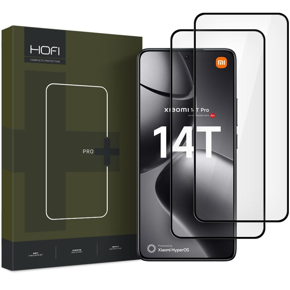 Xiaomi 14T / 14T  Pro Hofi Glass Pro+ Skjermbeskytter - Case Friendly - 2-Pak - Svart Kant