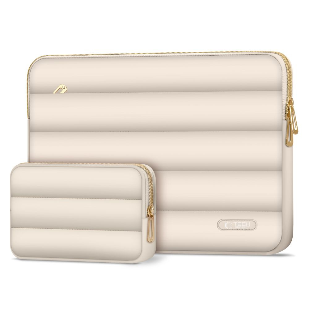 Tech-Protect Puffy MacBook / Laptop 15-16" Sleeve m. Liten Veske - Beige