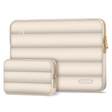 Tech-Protect Puffy MacBook / Laptop 13-14" Sleeve m. Liten Veske - Beige