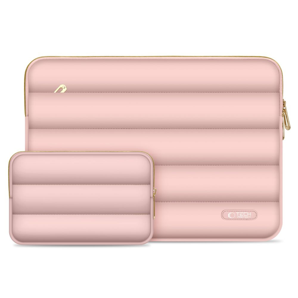 Tech-Protect Puffy MacBook / Laptop 15-16" Sleeve m. Liten Veske - Rosa