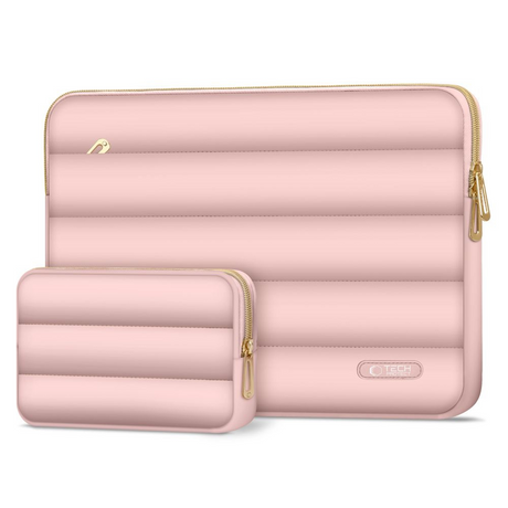 Tech-Protect Puffy MacBook / Laptop 15-16" Sleeve m. Liten Veske - Rosa