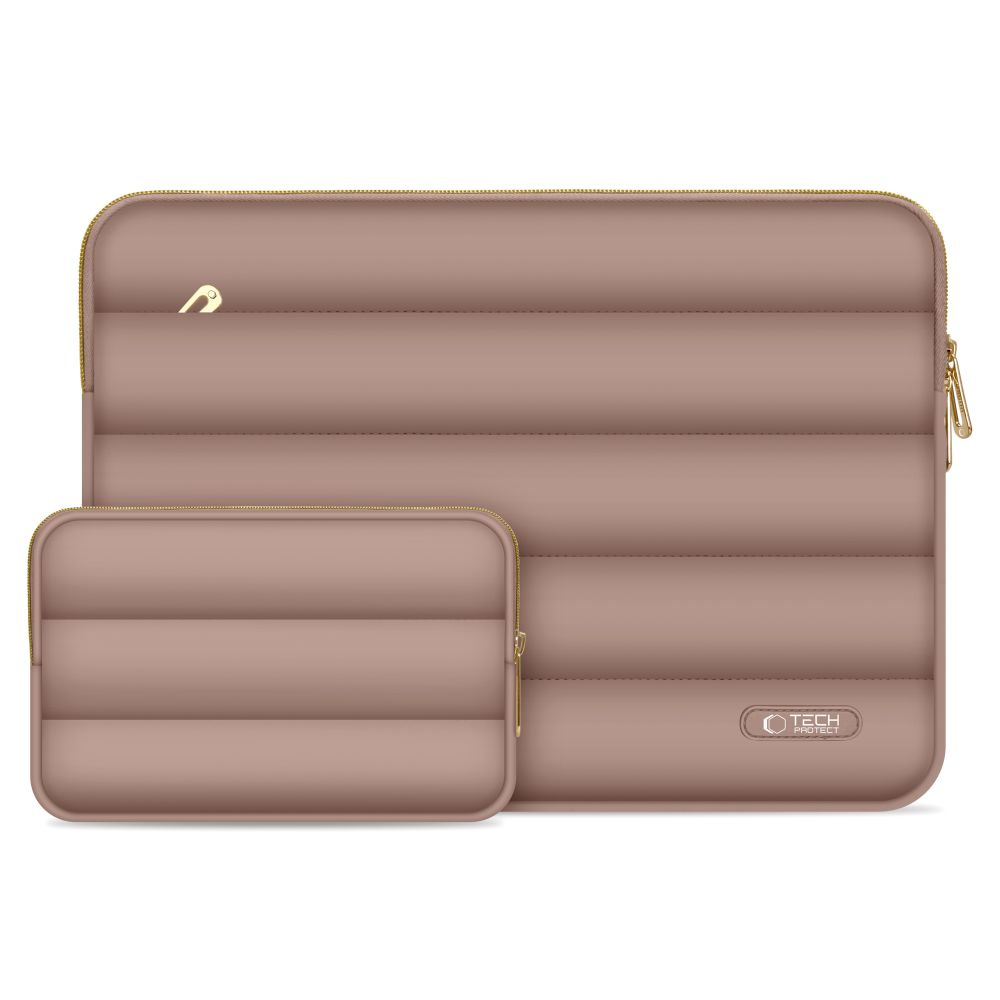 Tech-Protect Puffy MacBook / Laptop 15-16" Sleeve m. Liten Veske - Brun