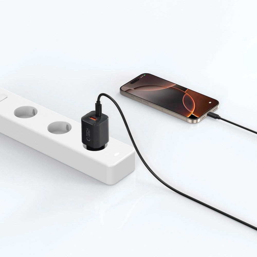 Tech-Protect 33W Vegglader m. 1x USB-A & 1x USB-C - Svart