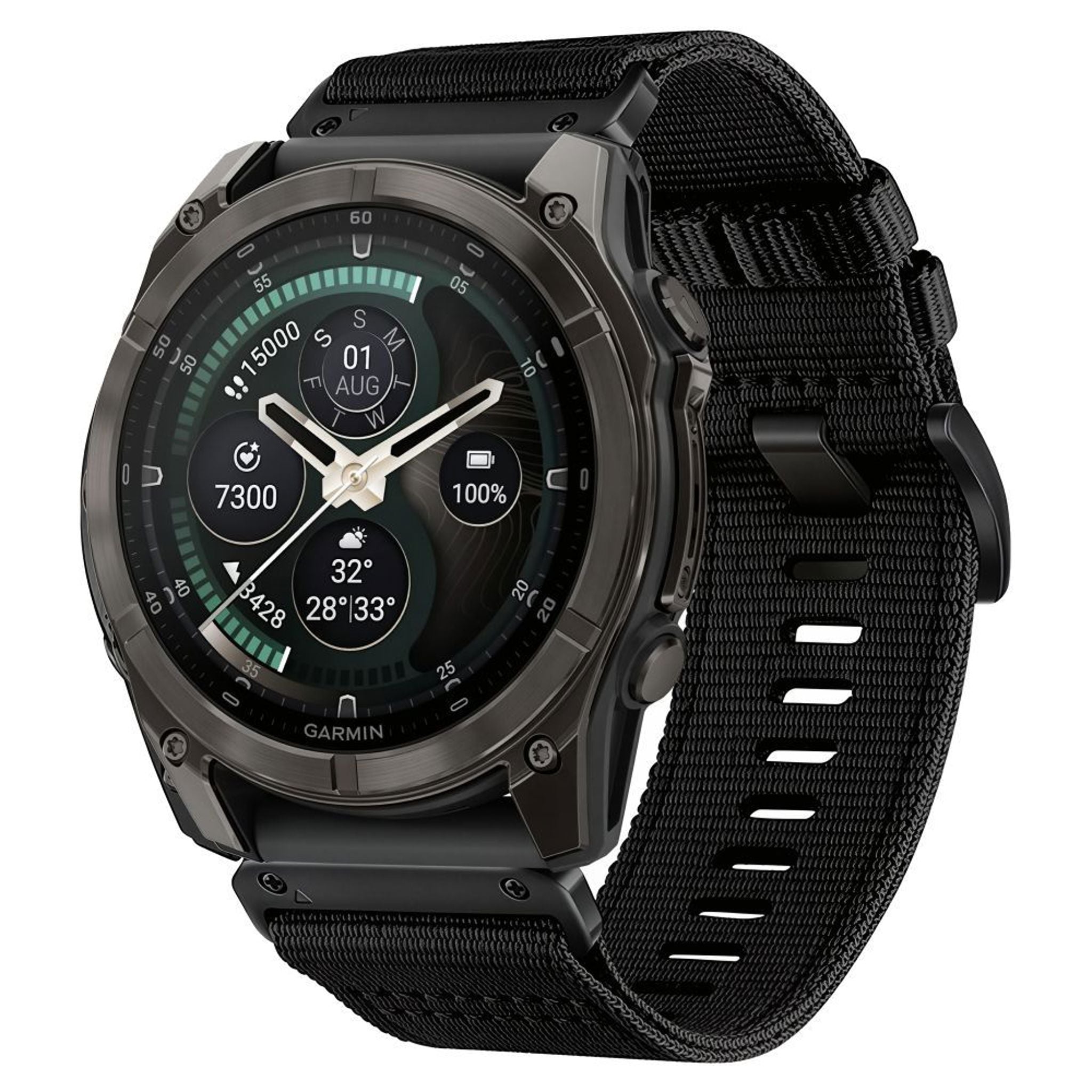 Universal Garmin 26mm QuickFit Tech-Protect Classic Nylon Reim - Svart