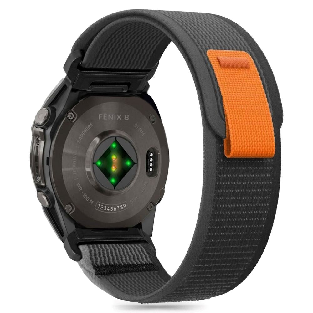 Universal Garmin 26 mm QuickFit Tech-Protect Nylonrem - Svart / Oransje