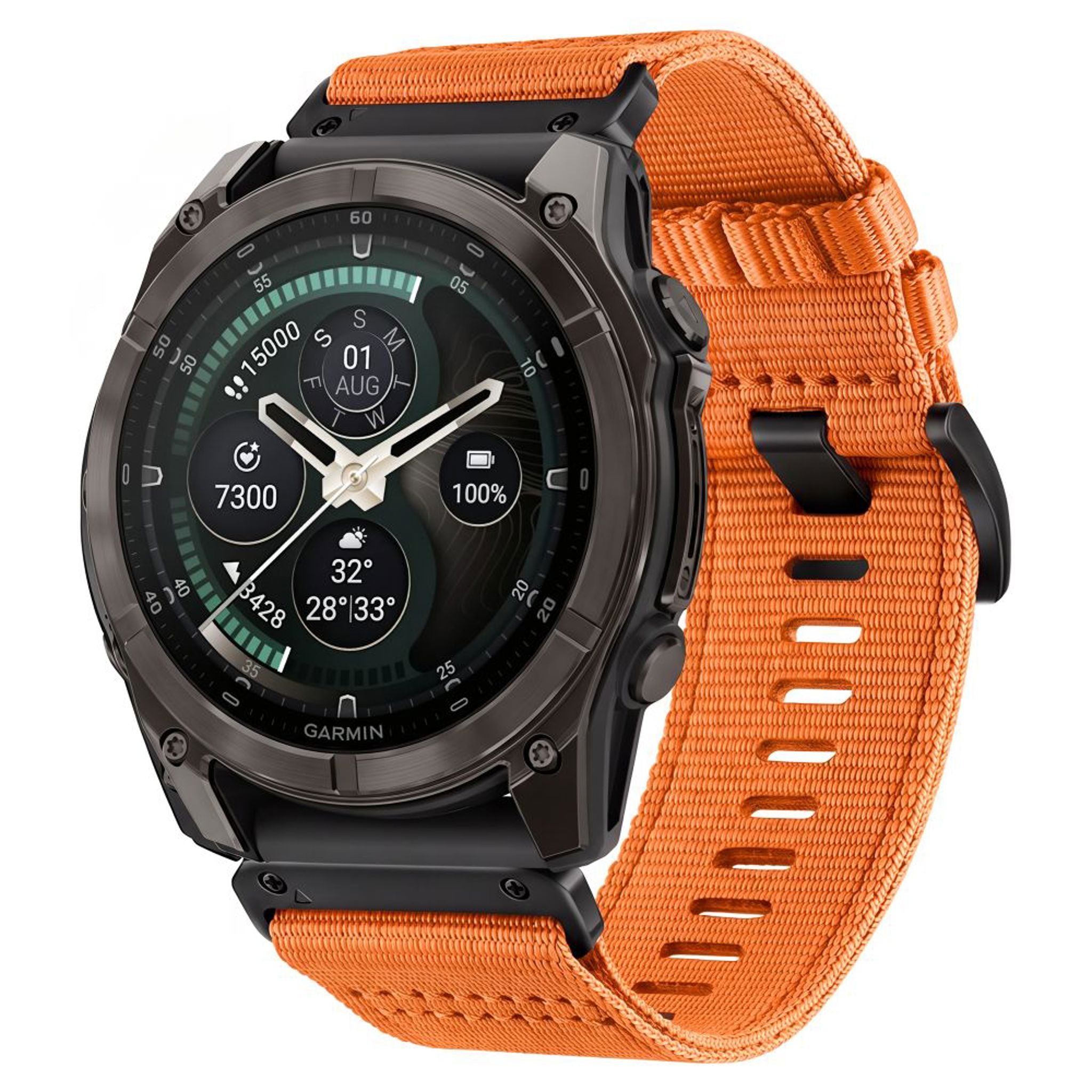 Universal Garmin 26mm QuickFit Tech-Protect Classic Nylon Reim - Oransje