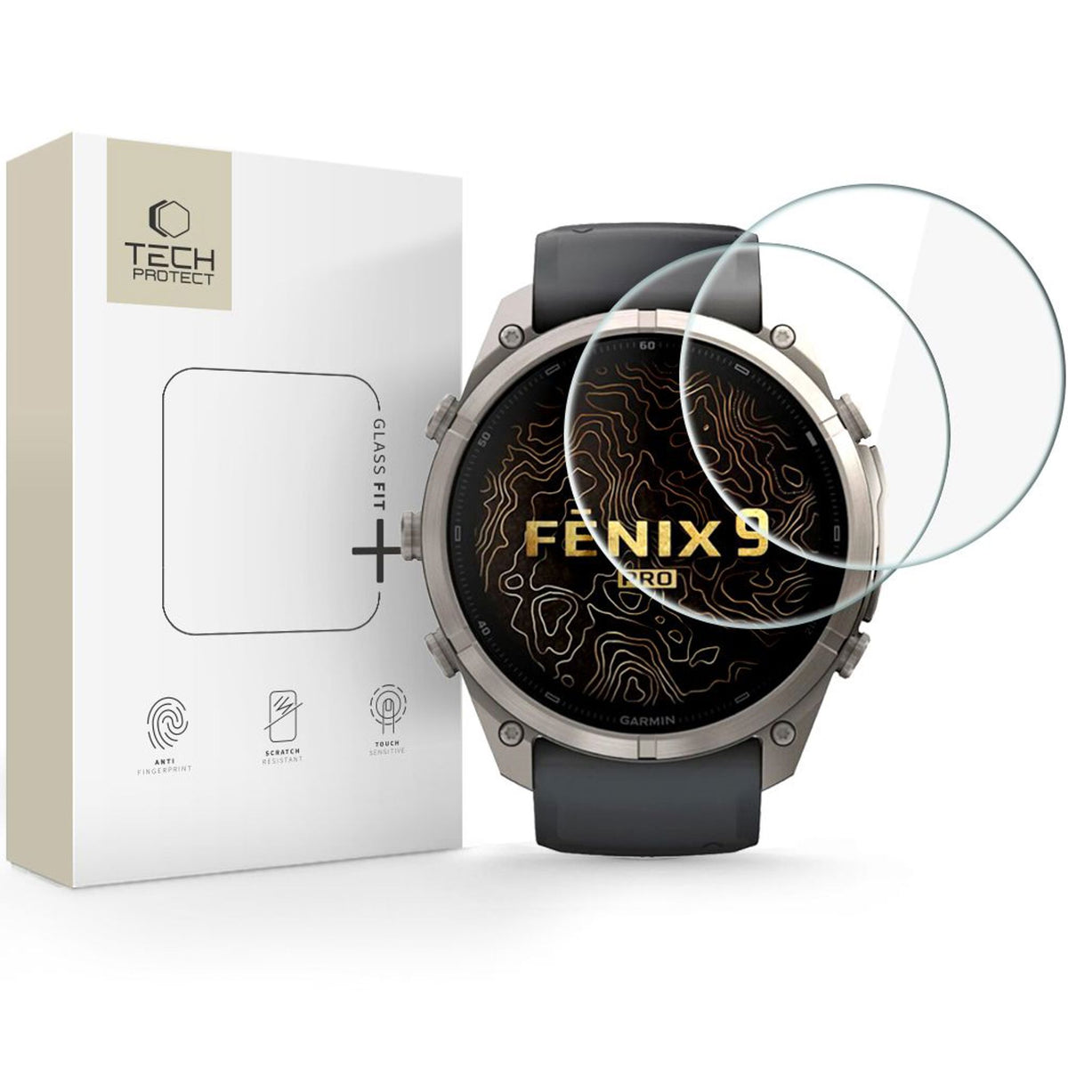 Garmin Fenix 9 Pro (51mm) Tech-Protect Glass Fit+ Beskyttelsesglass - 2 stk - Gjennomsiktig