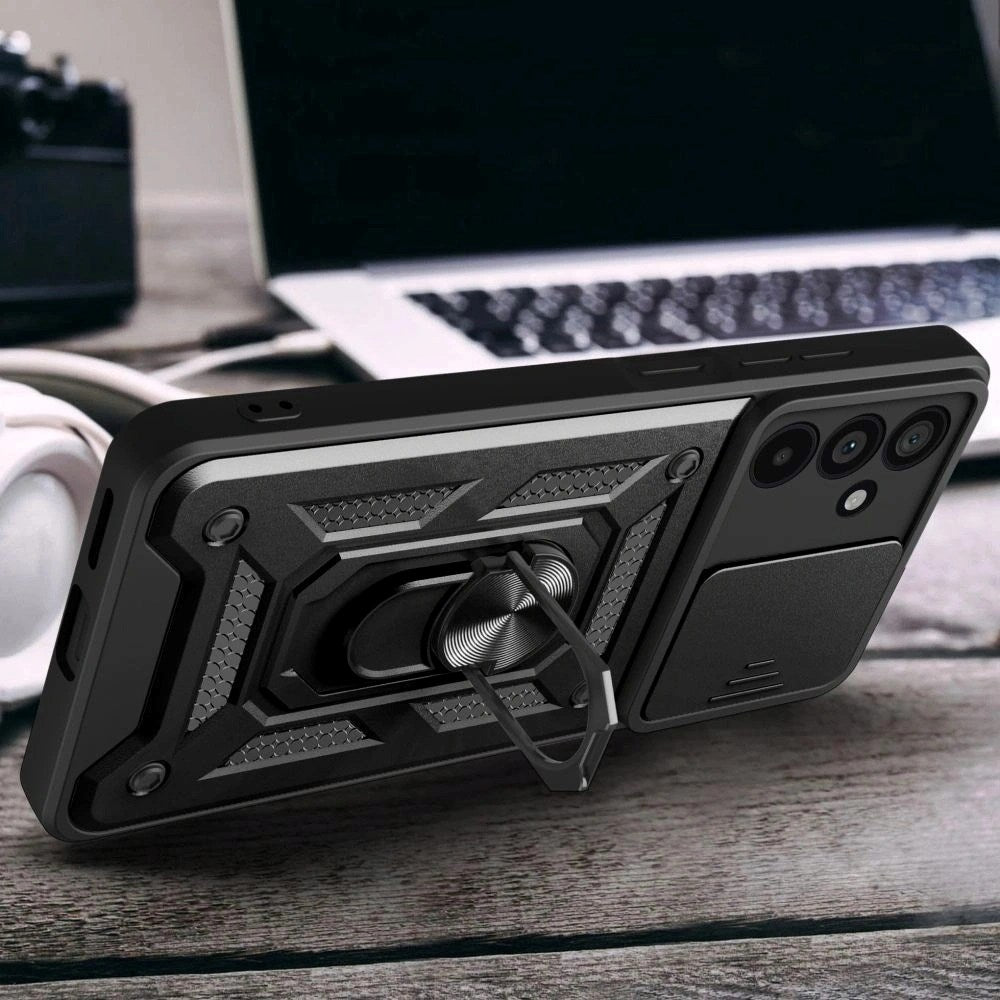 Samsung Galaxy A37 Tech-Protect Camshield Deksel med Magnetisk Ring & Stativfunksjon - Svart