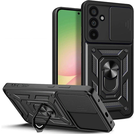 Samsung Galaxy A37 Tech-Protect Camshield Deksel med Magnetisk Ring & Stativfunksjon - Svart