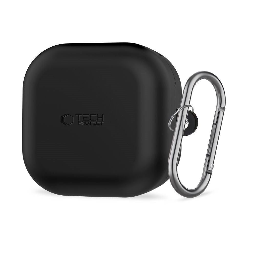 Samsung Galaxy Buds 4 / 4 Pro Tech-Protect Silikon Deksel m. Karabinkrok - Svart