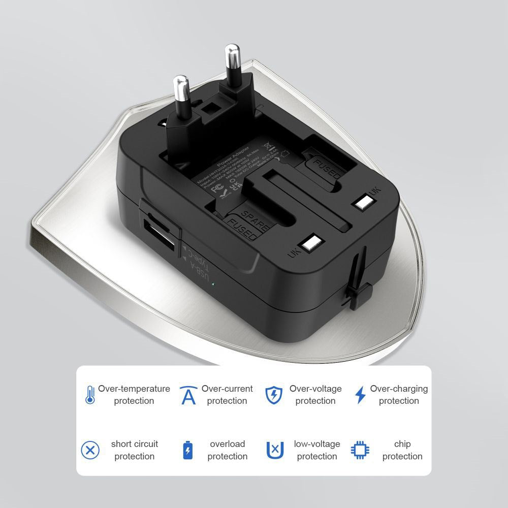 Tech-Protect TA300 Reiseadapter - EU / UK / US / AU - Svart
