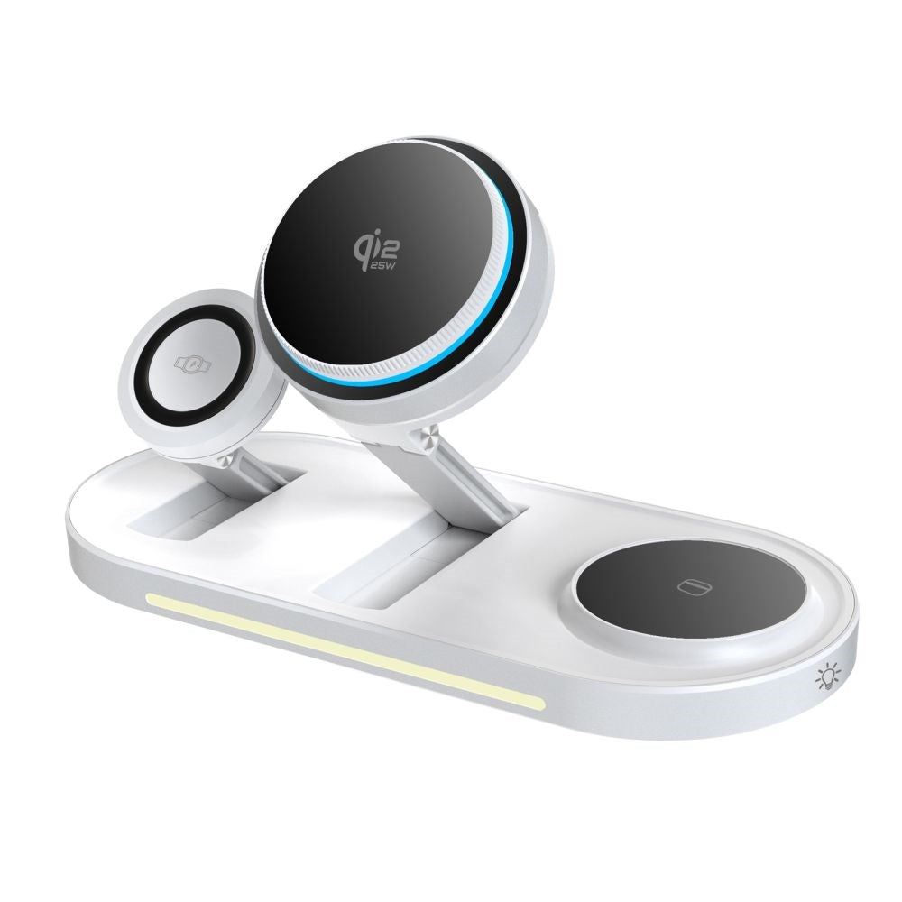 Tech-Protect A51 ARCTICBOOST 3-i-1 Trådløs Lader 25W - MagSafe / Qi2 Kompatibel - Hvit