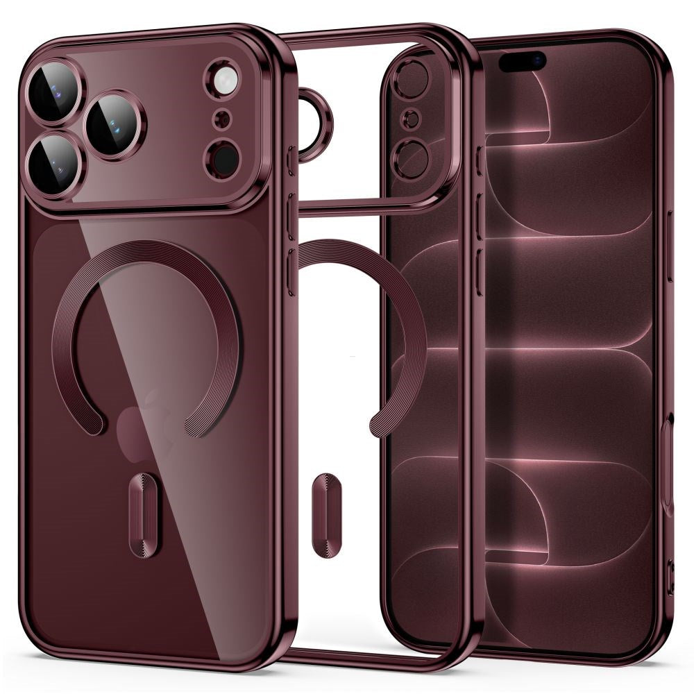 iPhone 18 Pro Max / 17 Pro Max Tech-Protect MagFlex Deksel - MagSafe Kompatibel - Burgundy / Gjennomsiktig