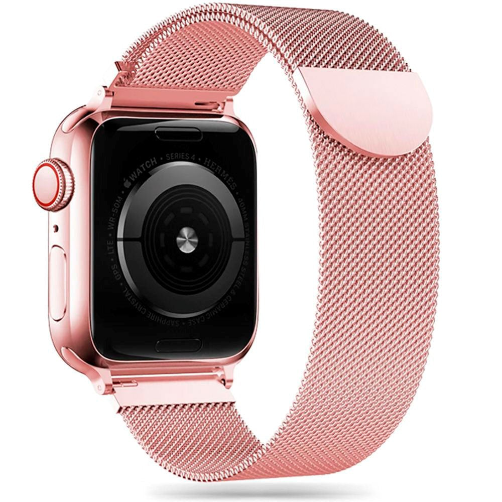 Apple Watch (42/44/SE/45/46/49mm) Tech-Protect Milanse Band Rustfritt Stål Reim - Rosa