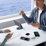 Wozinsky 20 000 mAh Powerbank med Innebygd USB-C & Lightning-Kabel - Hvit