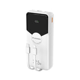 Wozinsky 20 000 mAh Powerbank med Innebygd USB-C & Lightning-Kabel - Hvit