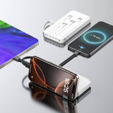 Wozinsky 10.000mAh Powerbank med Lommelygte & 4 x Inbygget Kabler - Hvid